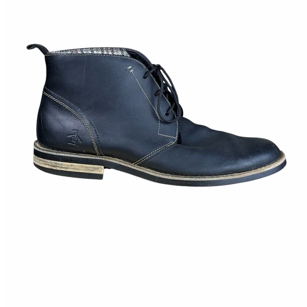 Penguin Merle Black Leather Chukka Boots Mens 12 Lace Up Casual